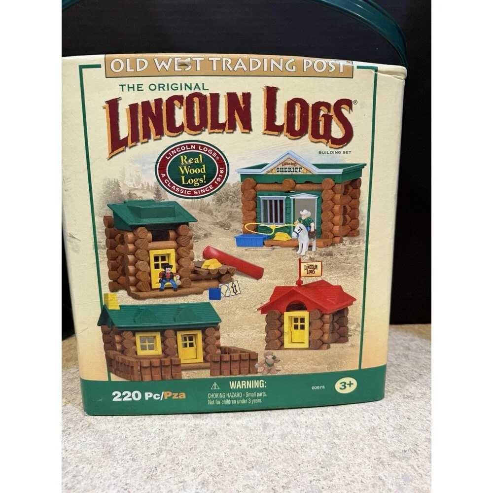 Lincoln Logs Old West Trading Post 220+ pc Building Set w/ Bucket Complete
